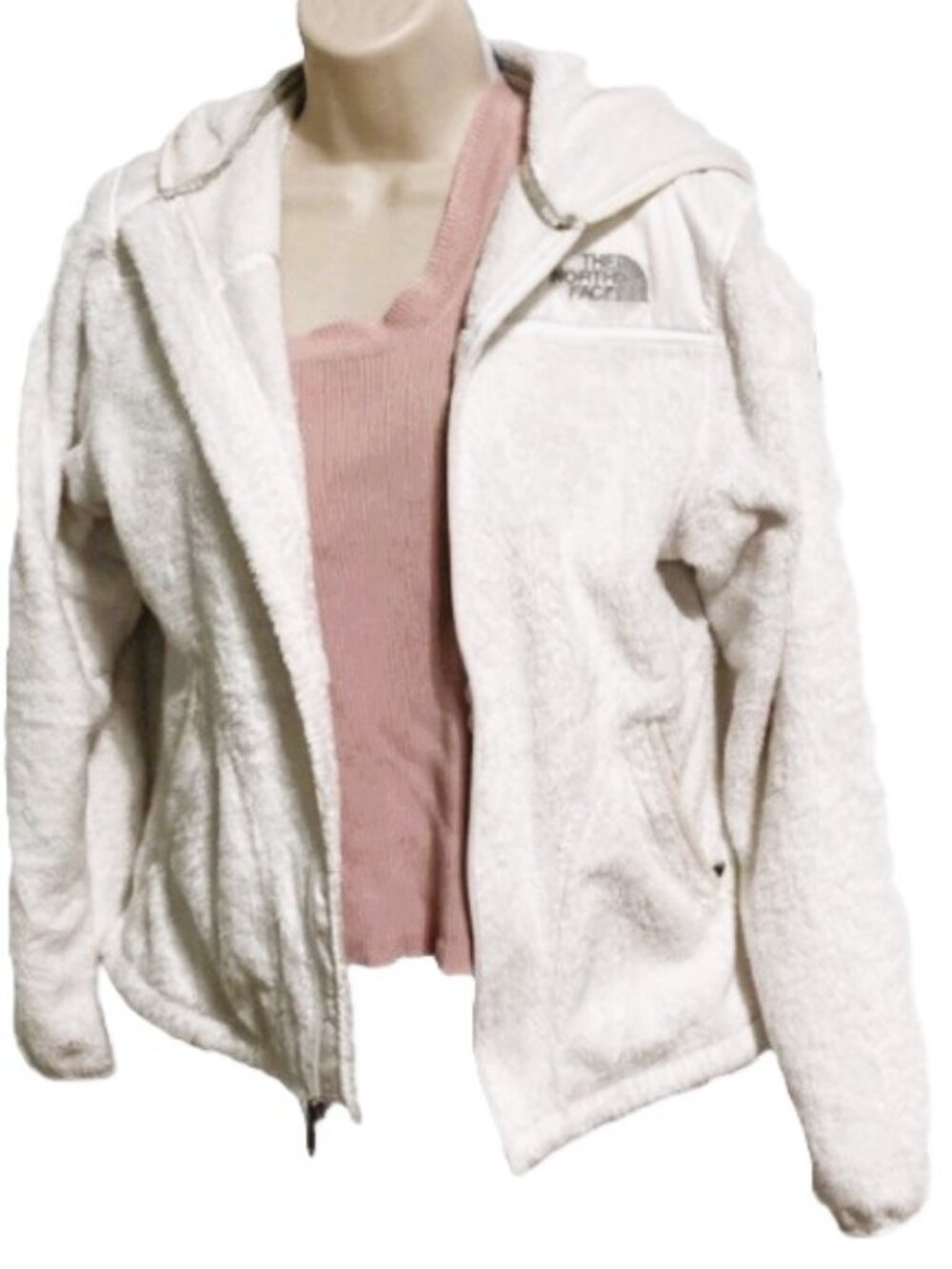 The North Face High Loft Polar Fleece Hooded Jacket White Trim Womens Medium